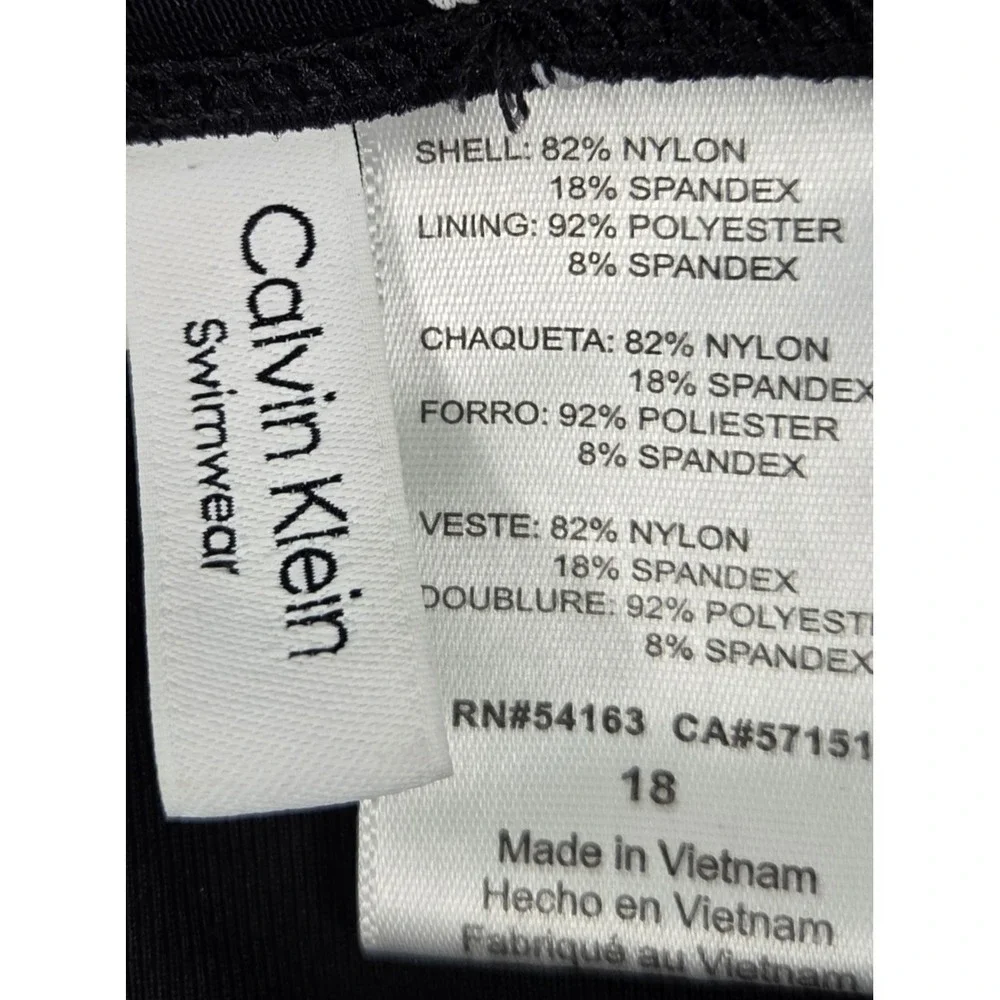 Calvin Klein 18 One Piece Bathing Swim Suit Black White Geo Floral Whimsigoth